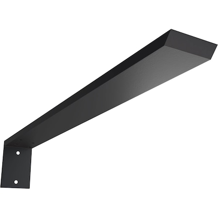 Ekena Millwork Hidden Support Steel Heavy Duty Bracket w/ Back Plate, Powder Coated Black 2 1/2"W x 22"D x 4"H BKTM02X22X04HBPBL